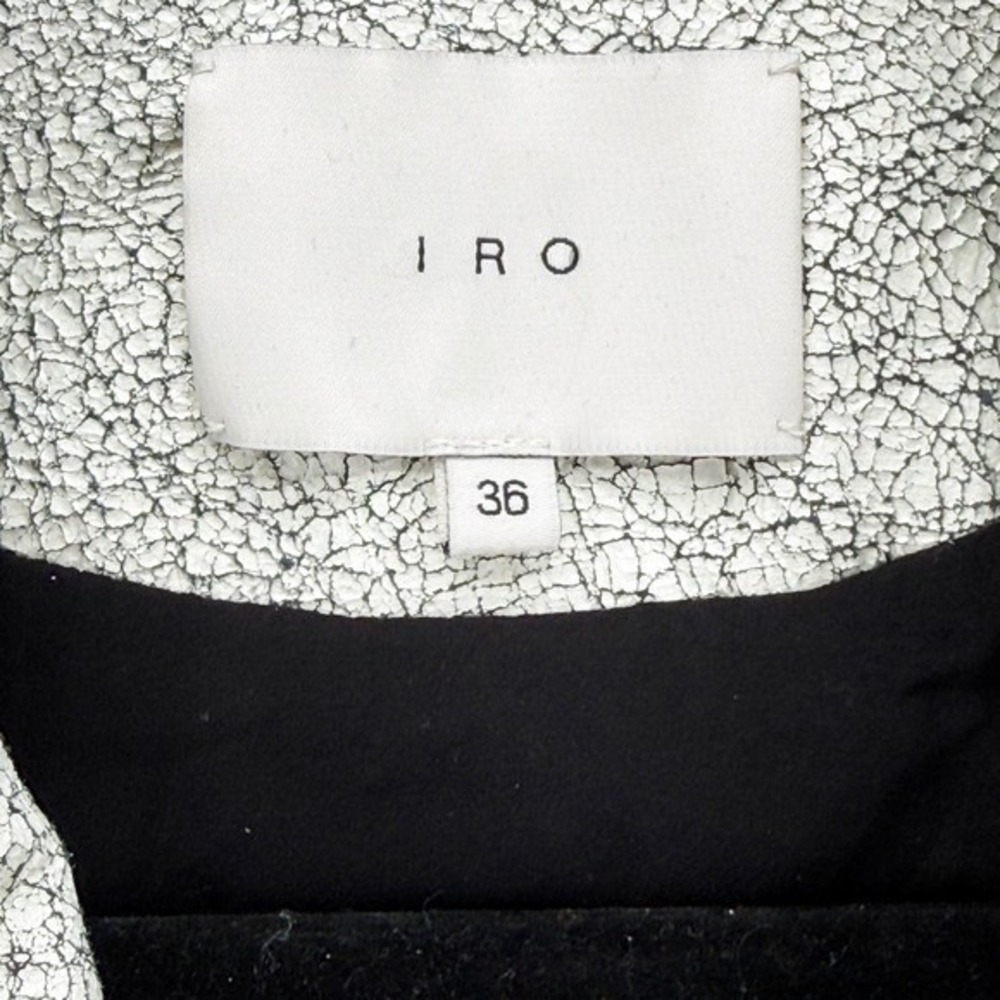 IRO Ilaria Ribbed Knit Paneled Cracked 100% Lamb Leather Moto Jacket Small NEW - Picture 4 of 12